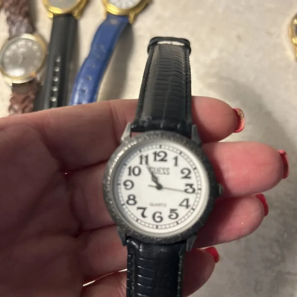 Vintage Guess Watch Lot of 9 Guess Womens Leather Bands Working New Batteries